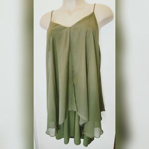 Olive Green Women's Layered Tank Top